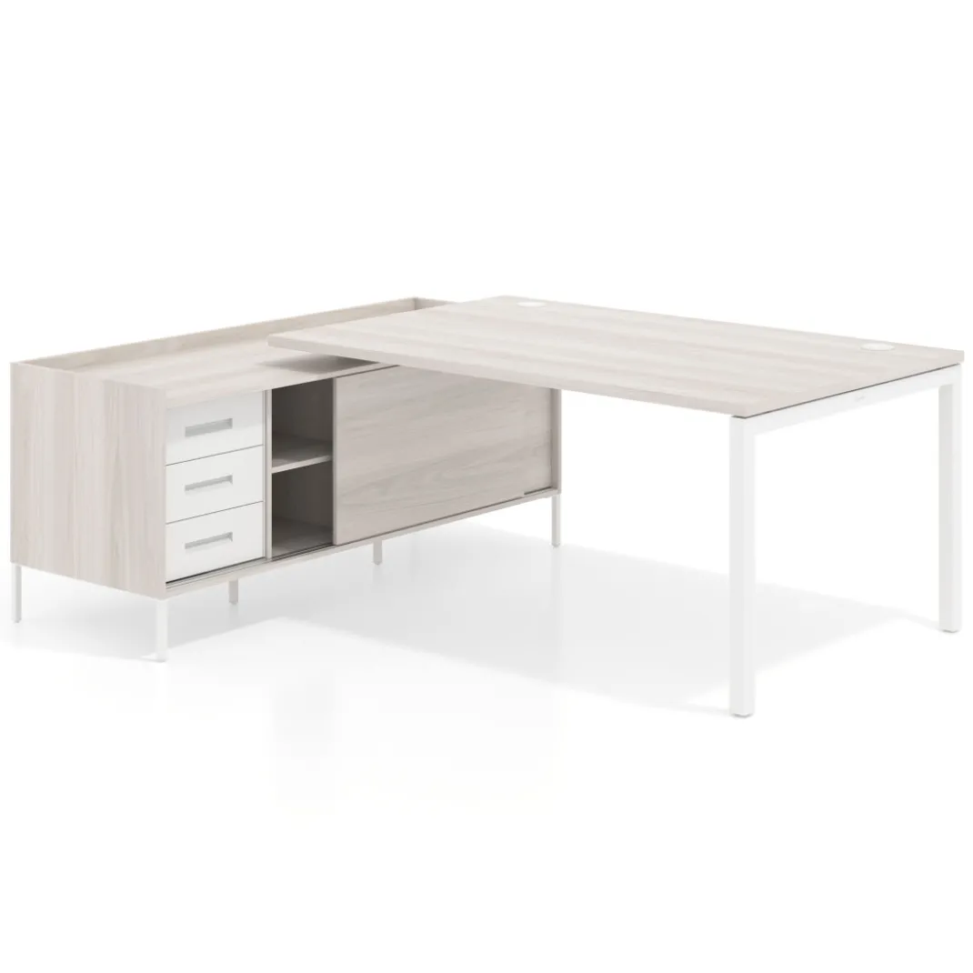 Mesa de dirección con pedestal cajonera Kube fondo 100cm estructura blanca