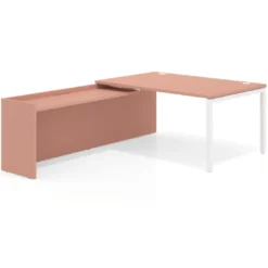 Mesa de dirección en L Kube fondo 100cm con ala WorkPlus estructura blanco