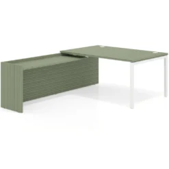 Mesa de dirección en L Kube fondo 100cm con ala WorkPlus estructura blanco