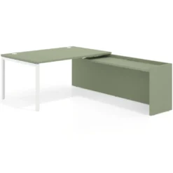 Mesa de dirección en L Kube fondo 100cm con ala WorkPlus estructura blanco