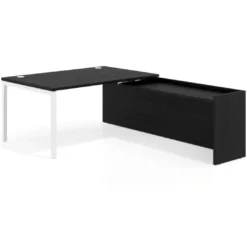 Mesa de dirección en L Kube fondo 100cm con ala WorkPlus estructura blanco