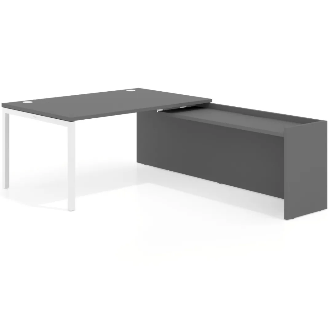 Mesa de dirección en L Kube fondo 100cm con ala WorkPlus estructura blanco