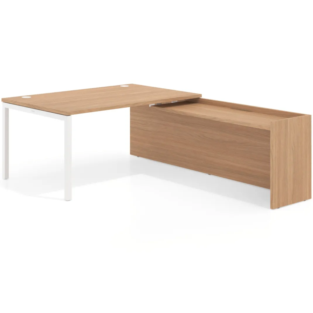 Mesa de dirección en L Kube fondo 100cm con ala WorkPlus estructura blanco
