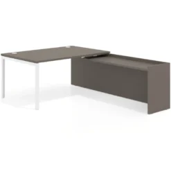 Mesa de dirección en L Kube fondo 100cm con ala WorkPlus estructura blanco