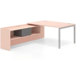 Mesa de dirección en L Kube fondo 100cm con ala+cajones WorkPlus estructura aluminio