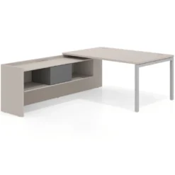 Mesa de dirección en L Kube fondo 100cm con ala+cajones WorkPlus estructura aluminio