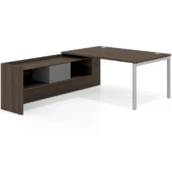 Mesa de dirección en L Kube fondo 100cm con ala+cajones WorkPlus estructura aluminio
