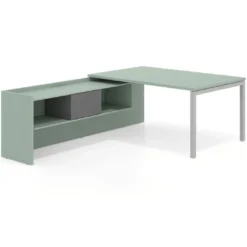 Mesa de dirección en L Kube fondo 100cm con ala+cajones WorkPlus estructura aluminio