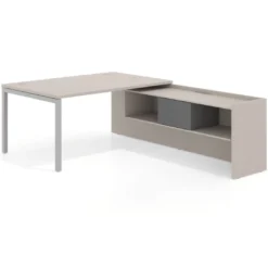 Mesa de dirección en L Kube fondo 100cm con ala+cajones WorkPlus estructura aluminio