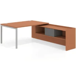 Mesa de dirección en L Kube fondo 100cm con ala+cajones WorkPlus estructura aluminio