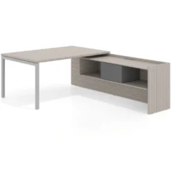 Mesa de dirección en L Kube fondo 100cm con ala+cajones WorkPlus estructura aluminio
