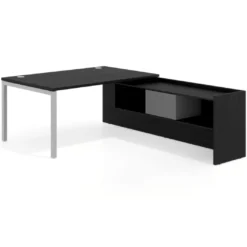 Mesa de dirección en L Kube fondo 100cm con ala+cajones WorkPlus estructura aluminio