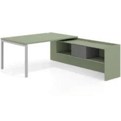 Mesa de dirección en L Kube fondo 100cm con ala+cajones WorkPlus estructura aluminio