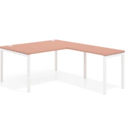 Mesa de dirección en L Kube fondo 100 con ala ancha, estructura blanca