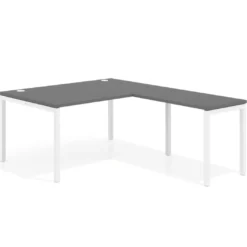 Mesa de dirección en L Kube fondo 100 con ala ancha, estructura blanca