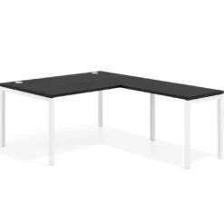 Mesa de dirección en L Kube fondo 100 con ala ancha, estructura blanca
