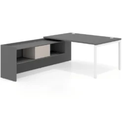Mesa de dirección en L Kube fondo 100cm con ala+cajones WorkPlus estructura blanco