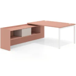Mesa de dirección en L Kube fondo 100cm con ala+cajones WorkPlus estructura blanco