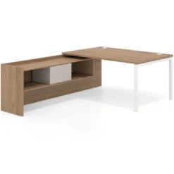 Mesa de dirección en L Kube fondo 100cm con ala+cajones WorkPlus estructura blanco
