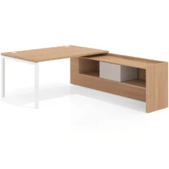 Mesa de dirección en L Kube fondo 100cm con ala+cajones WorkPlus estructura blanco