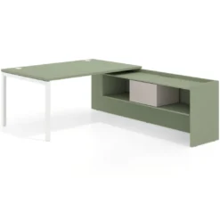 Mesa de dirección en L Kube fondo 100cm con ala+cajones WorkPlus estructura blanco