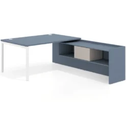 Mesa de dirección en L Kube fondo 100cm con ala+cajones WorkPlus estructura blanco