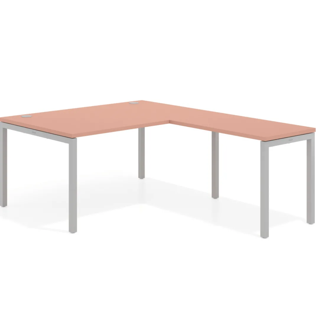Mesa de dirección en L Kube fondo 100 con ala ancha, estructura aluminio