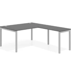 Mesa de dirección en L Kube fondo 100 con ala ancha, estructura aluminio