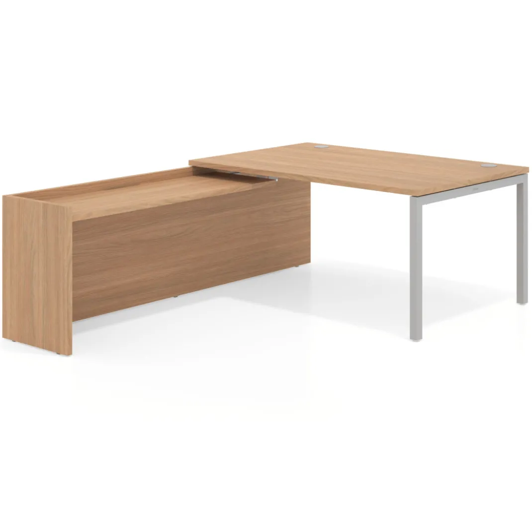 Mesa de dirección en L Kube fondo 100cm con ala WorkPlus estructura aluminio