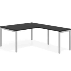 Mesa de dirección en L Kube fondo 100 con ala ancha, estructura aluminio