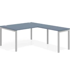 Mesa de dirección en L Kube fondo 100 con ala ancha, estructura aluminio