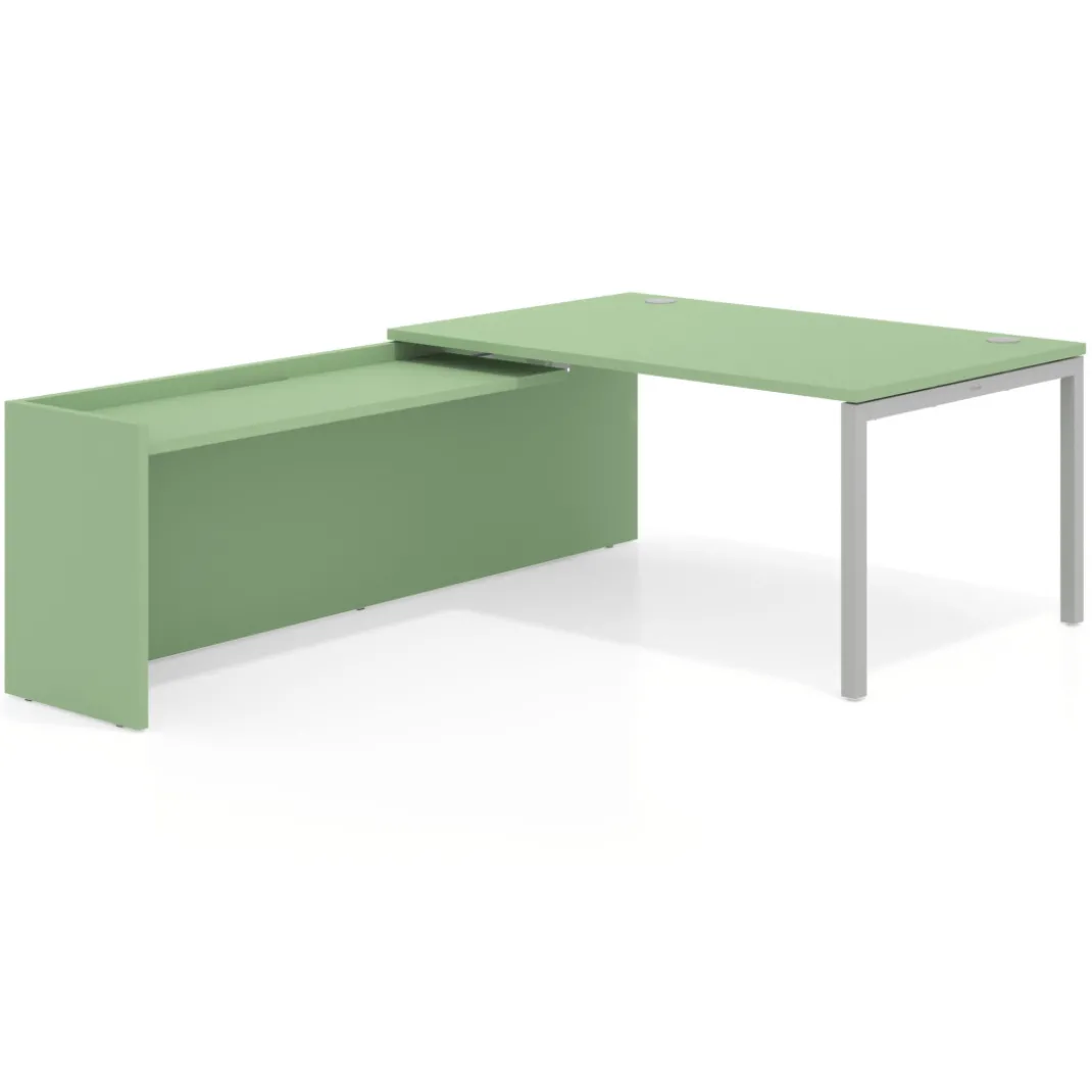 Mesa de dirección en L Kube fondo 100cm con ala WorkPlus estructura aluminio