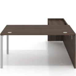 Mesa de dirección en L Kube fondo 100 con ala ancha, estructura aluminio