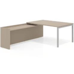 Mesa de dirección en L Kube fondo 100cm con ala WorkPlus estructura aluminio