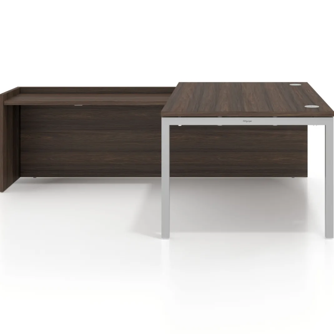 Mesa de dirección en L Kube fondo 100cm con ala WorkPlus estructura aluminio