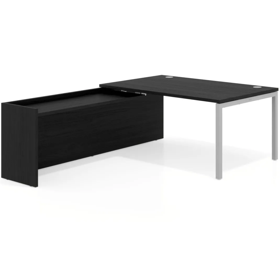 Mesa de dirección en L Kube fondo 100cm con ala WorkPlus estructura aluminio