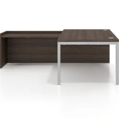 Mesa de dirección en L Kube fondo 100 con ala ancha, estructura aluminio