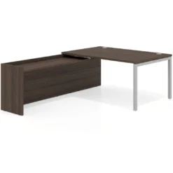 Mesa de dirección en L Kube fondo 100 con ala ancha, estructura aluminio