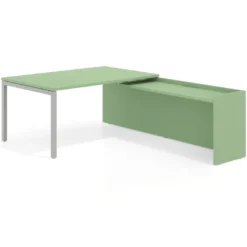 Mesa de dirección en L Kube fondo 100cm con ala WorkPlus estructura aluminio