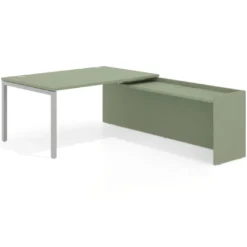 Mesa de dirección en L Kube fondo 100cm con ala WorkPlus estructura aluminio