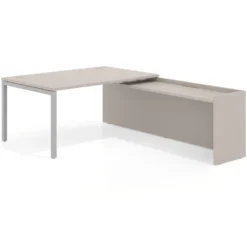 Mesa de dirección en L Kube fondo 100cm con ala WorkPlus estructura aluminio