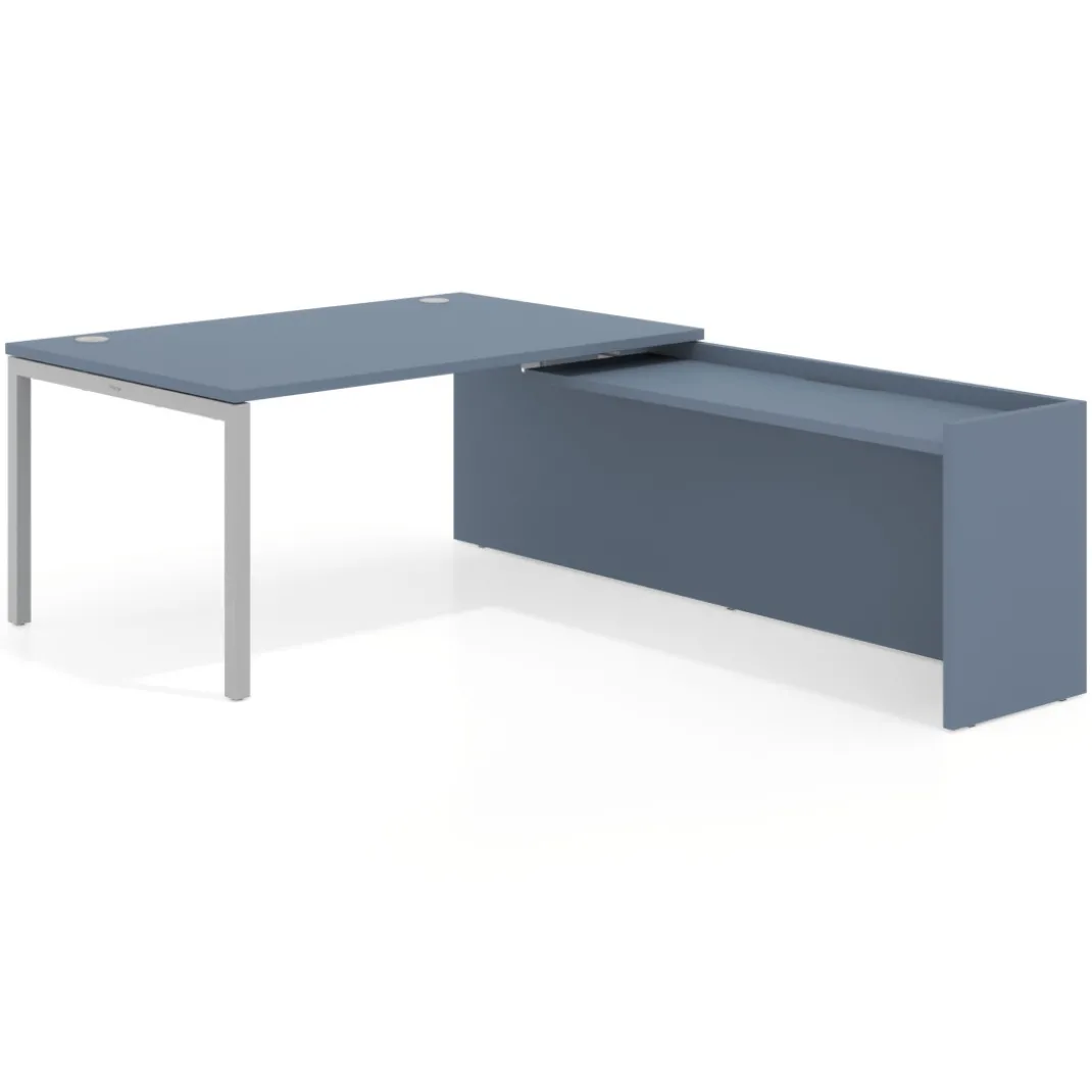 Mesa de dirección en L Kube fondo 100cm con ala WorkPlus estructura aluminio