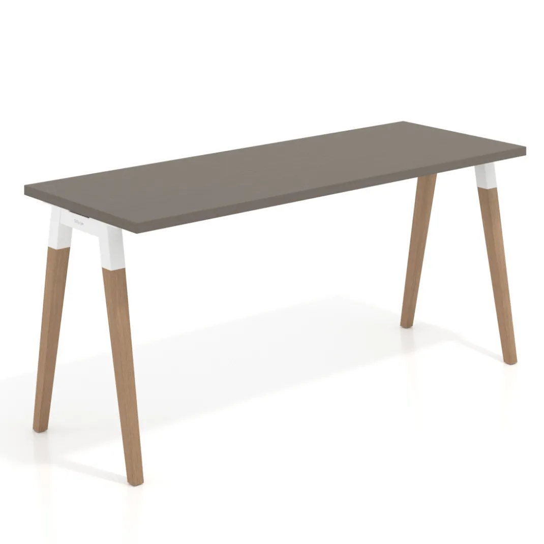 Mesa de escritorio Arki, patas de madera maciza, fondo 60cm