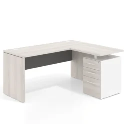 Mesa de Escritorio con cajones en L Work Plus, ala corta, fondo 60, frontales melamina estructura california