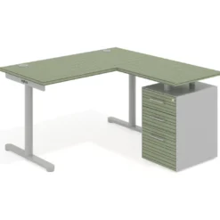 Mesa de Escritorio con cajones, fondo 68cm, estructura aluminio, ala corta, pedestal melamina