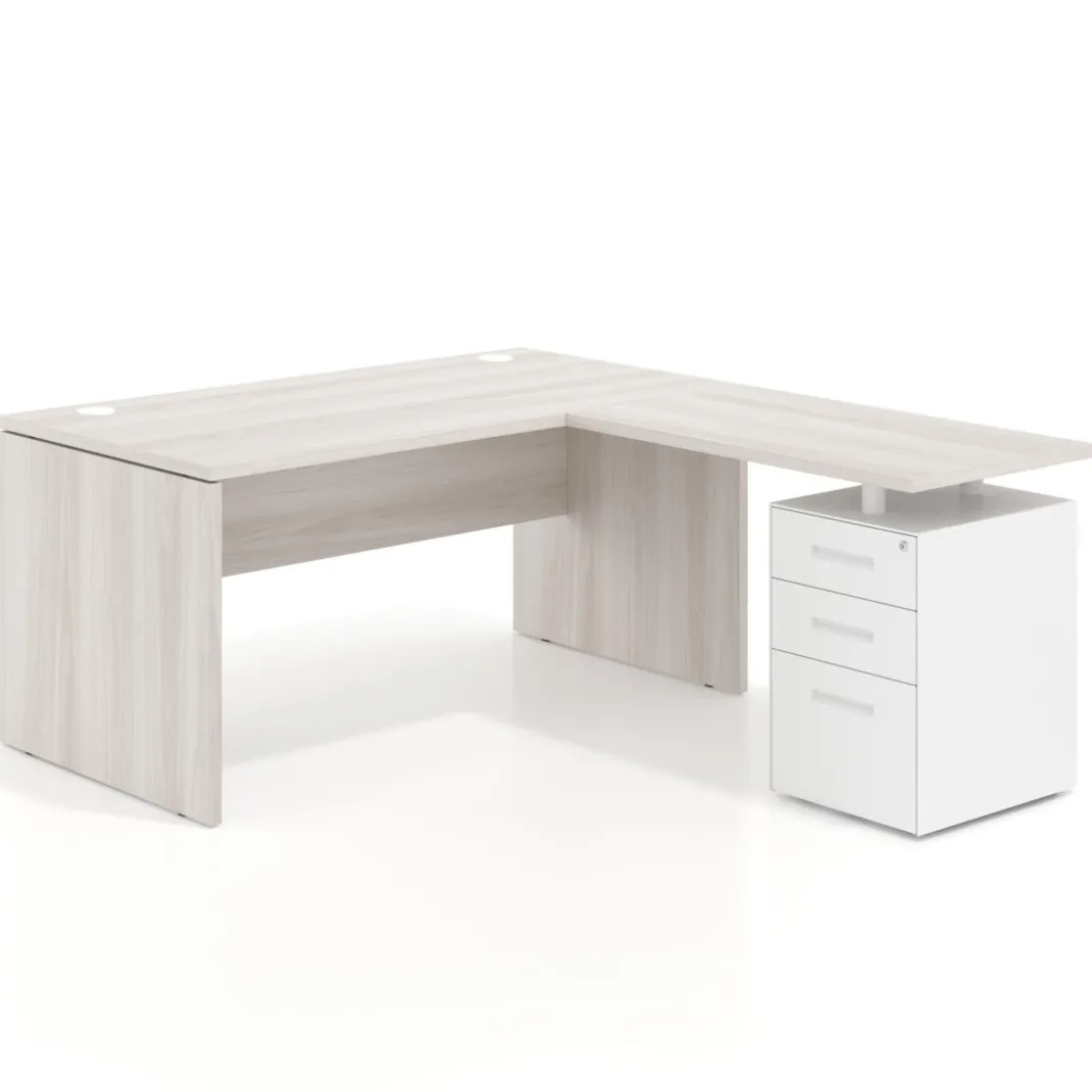 Mesa de escritorio con cajones Work fondo 80, frontales metal, estructura monocolor