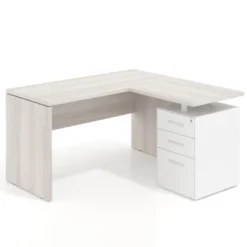 Mesa de escritorio con cajones Work fondo 60, frontales metal, estructura monocolor