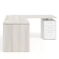 Mesa de escritorio con cajones Work fondo 68, frontales metal, estructura monocolor