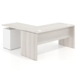Mesa de escritorio con cajones Work fondo 68, frontales metal, estructura monocolor