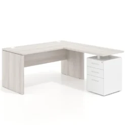 Mesa de escritorio con cajones Work fondo 68, frontales metal, estructura monocolor